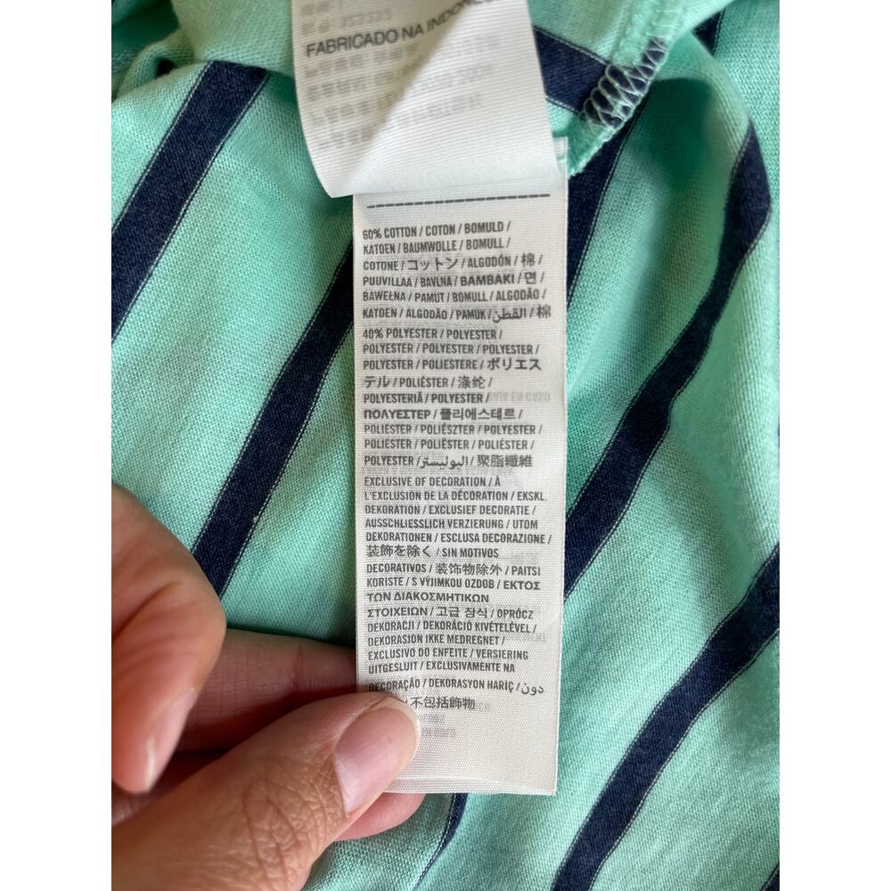 Hollister Womens Blue Green Striped 3/4 Sleeve Round Neck Shirt Top Large - Picture 6 of 8